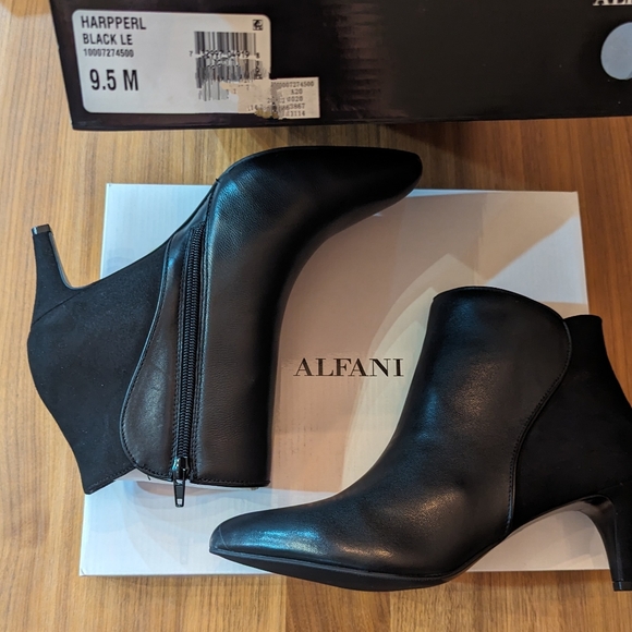 Alfani Shoes - Black Suede/Leather Ankle Boots 9.5